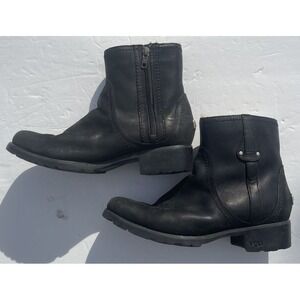 Ugg Australia Blakely Winter Ankle Boots Women's Size 9.5 Black Fur Shoes